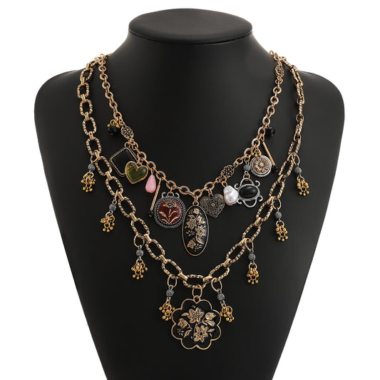 Charm Layered Enamel Necklace