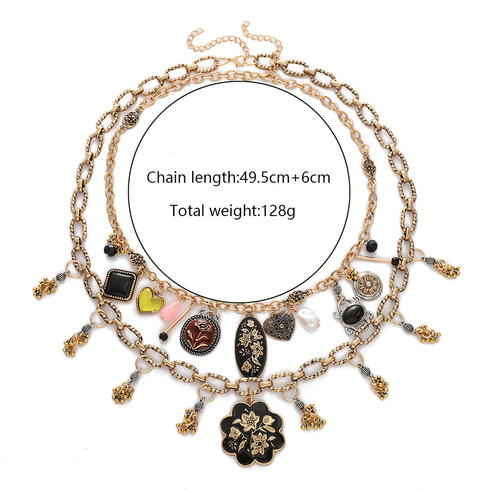 Charm Layered Enamel Necklace