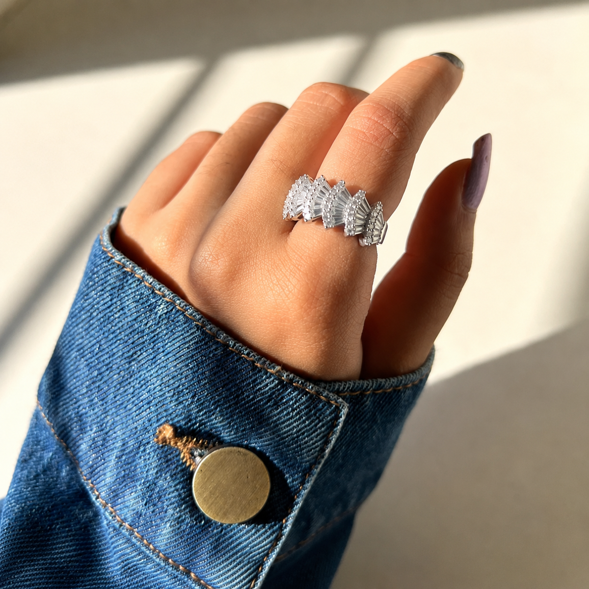 Radiant Silver Adjustable Ring