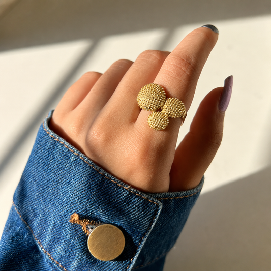 Golden Triple Bloom Ring