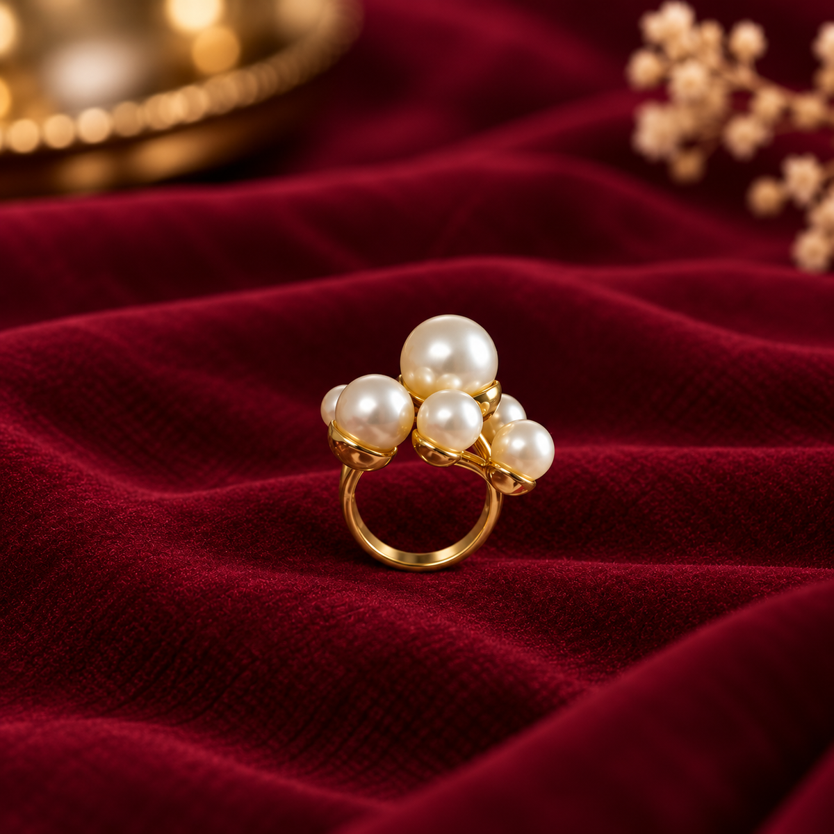 Pearl Cluster Statement Ring