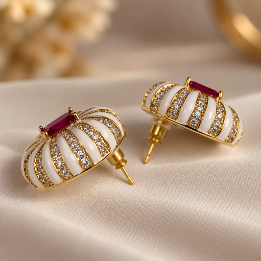 Regal Ruby Blossom Earrings
