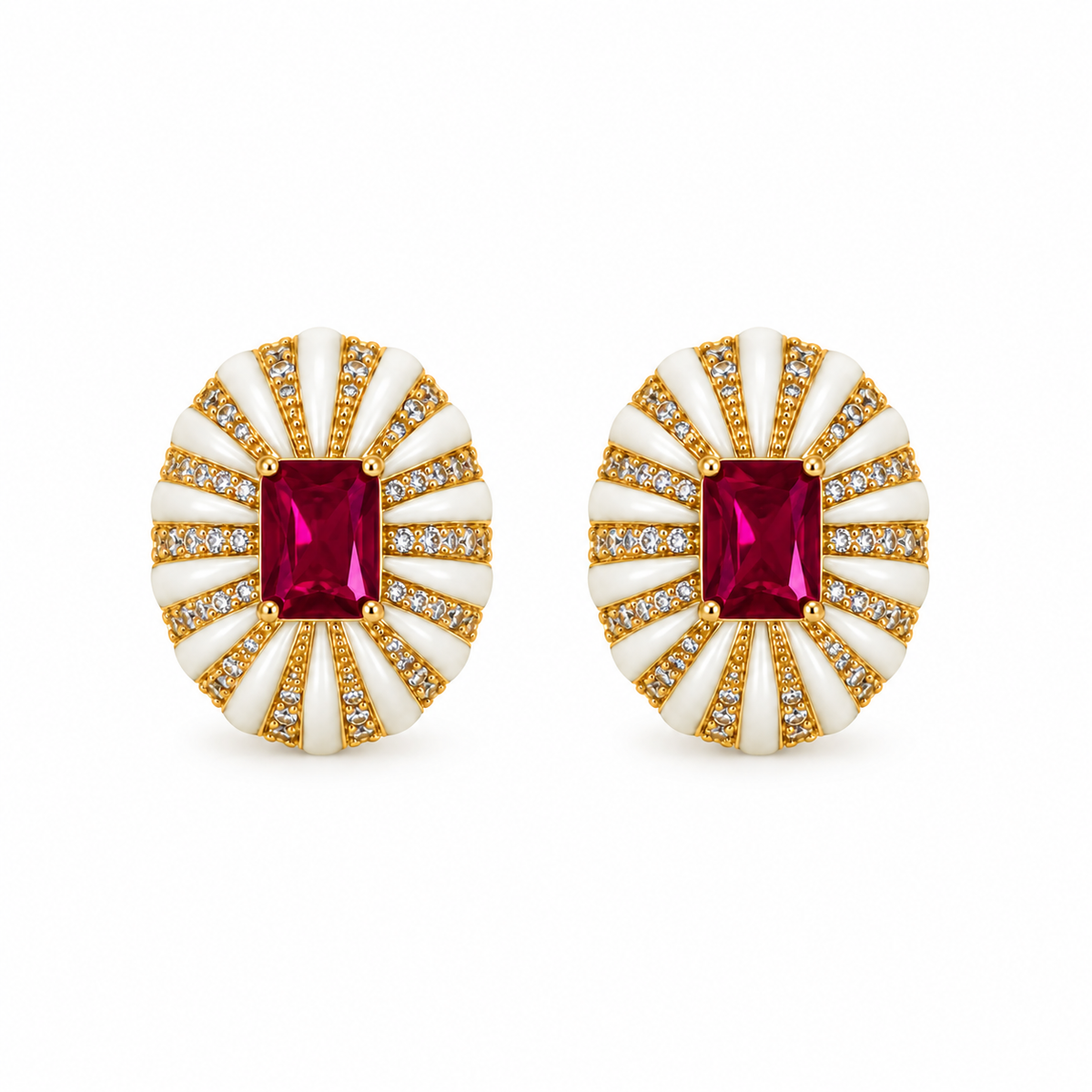 Regal Ruby Blossom Earrings