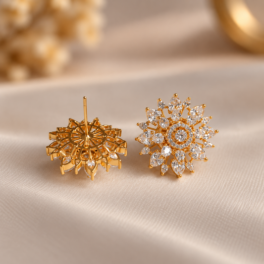 Golden Bloom Zircon Earrings