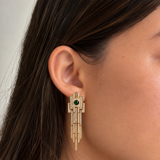 Emerald Deco Cascade Earrings