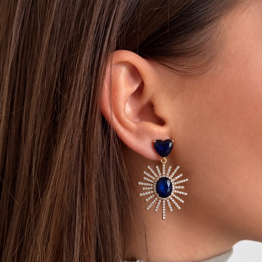 Midnight Sapphire Sunburst Earrings