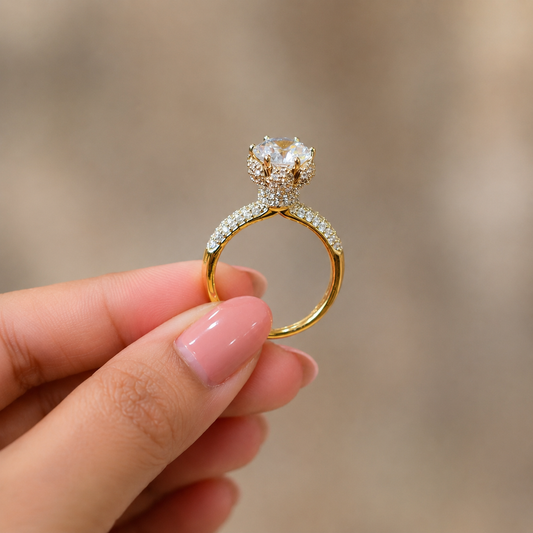 Aurora Halo Solitaire Ring