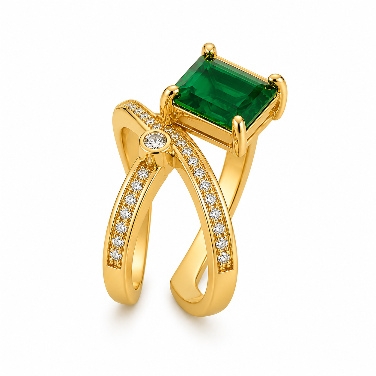 Emerald Crossover Ring