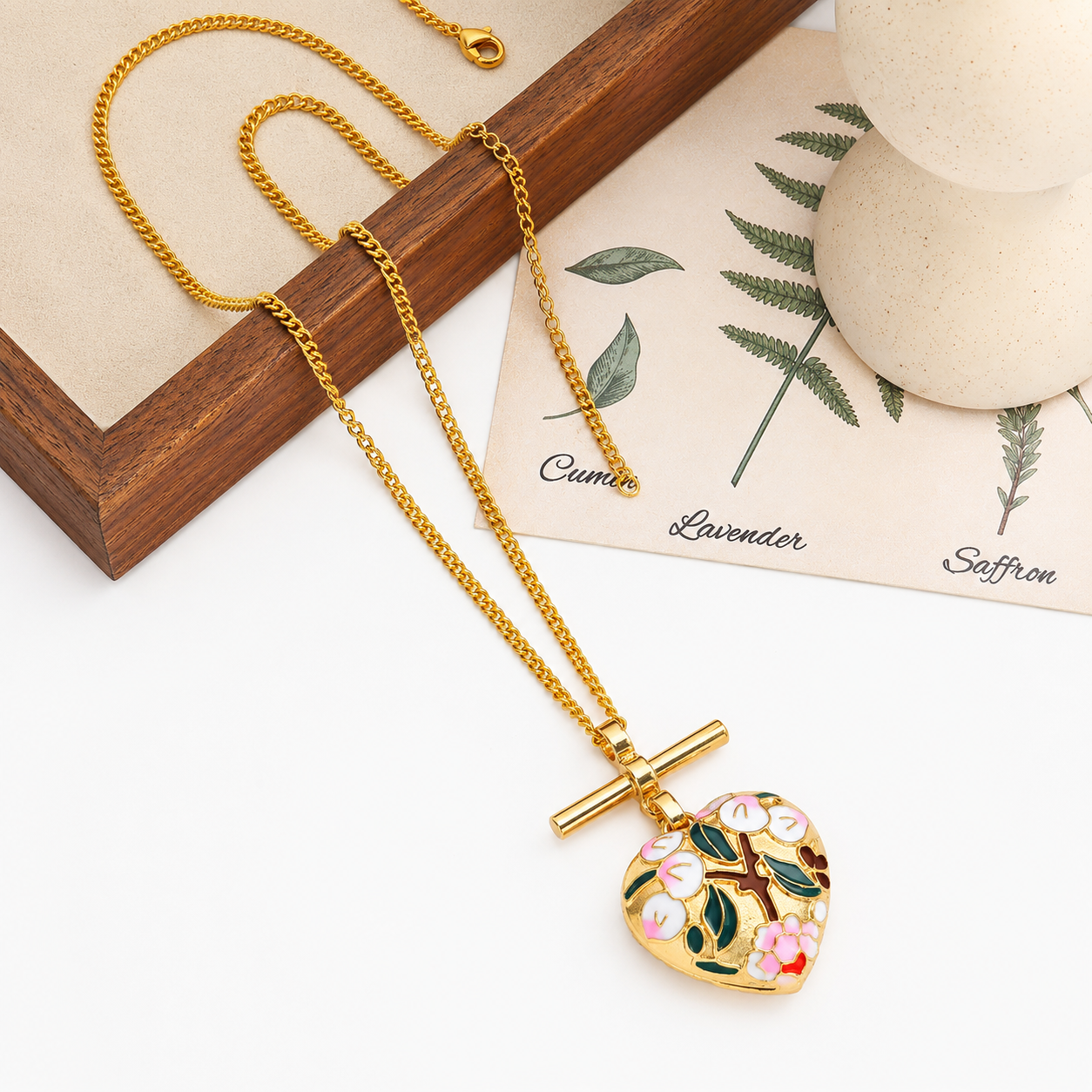 Heart Shape Enamel Pendant Necklace