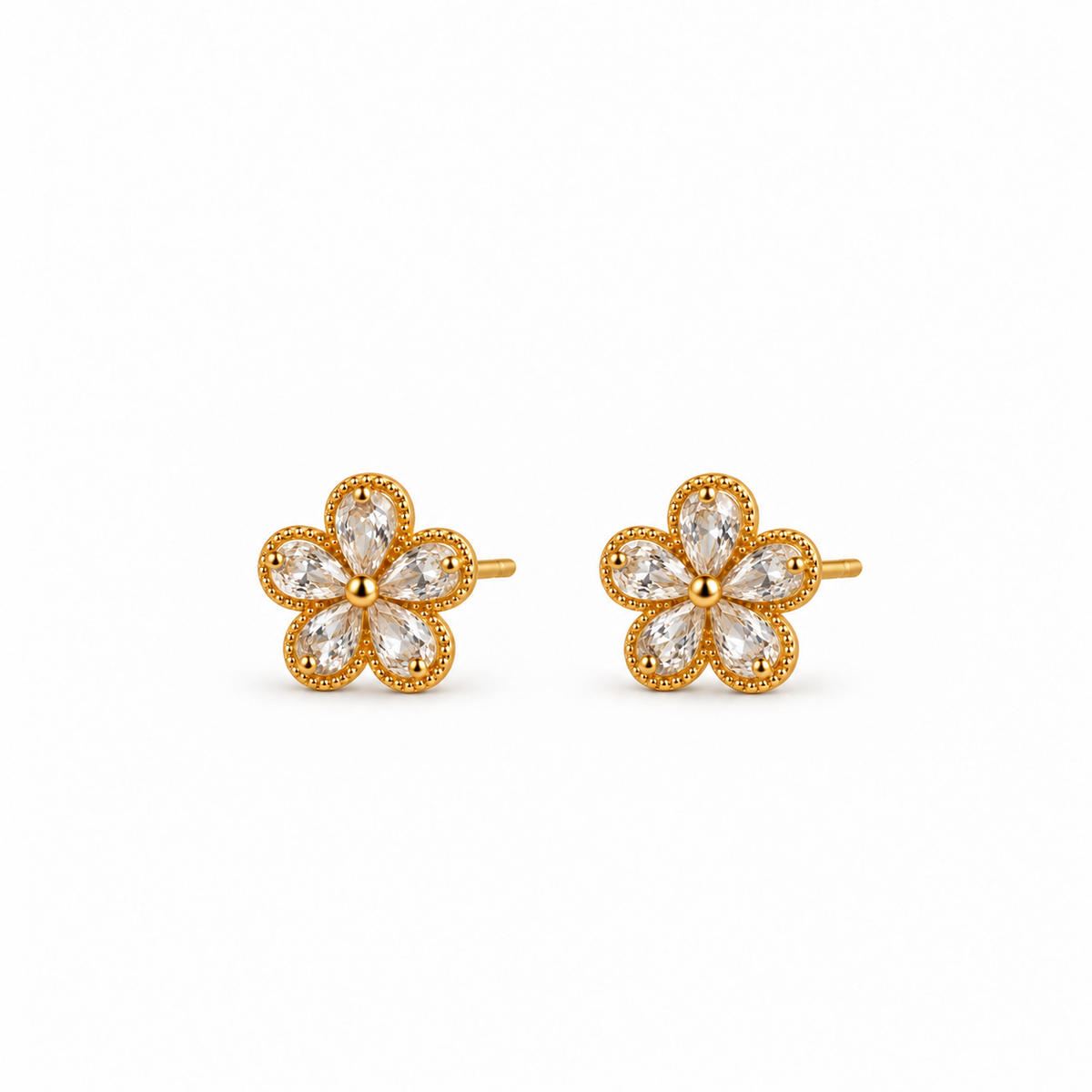 Floral Crystal Stud Earrings