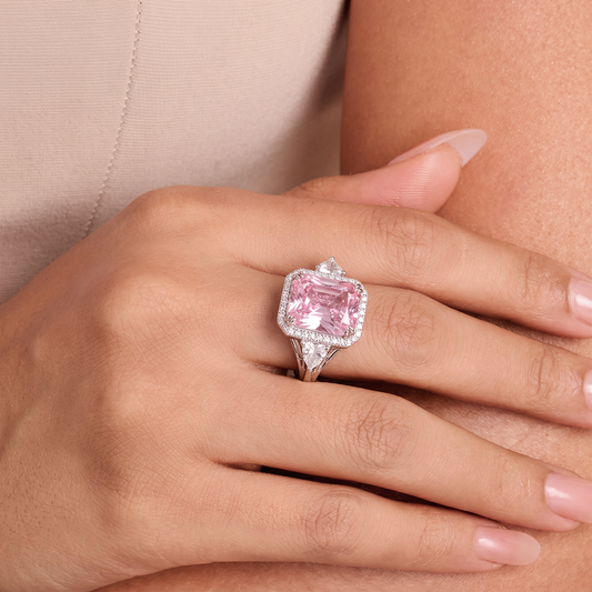 Luxury Pink Halo Ring