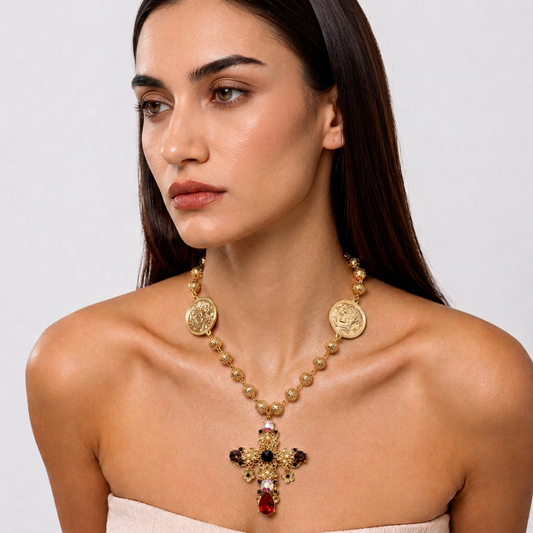 Retro Cross Charm Necklace