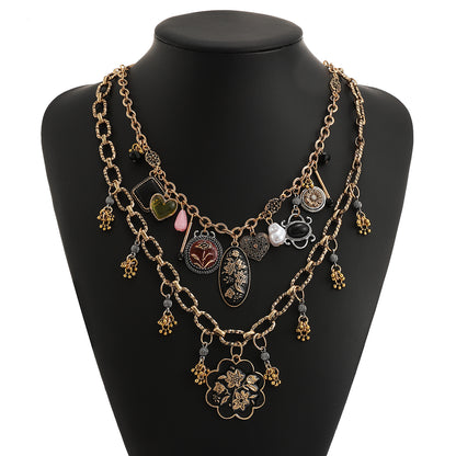 Charm Layered Enamel  Necklace