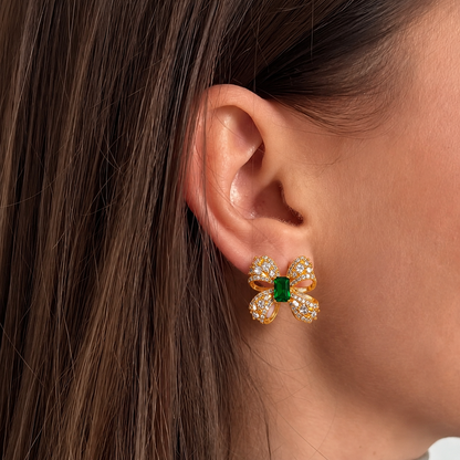 Emerald Bow Earrings