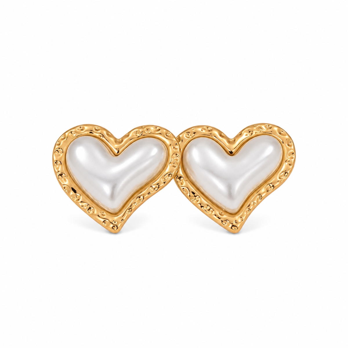 Golden Pearl Heart Earrings