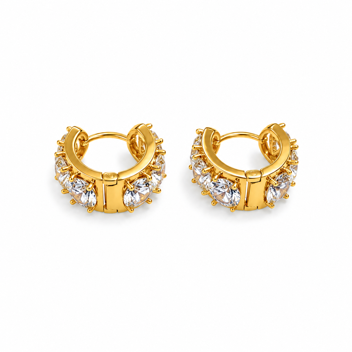 Golden Crystal Luxe Hoops