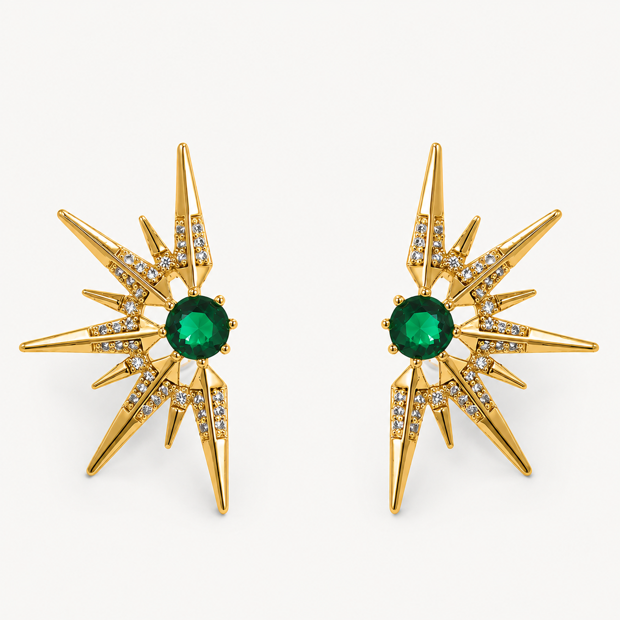 Emerald Starburst Stud Earrings