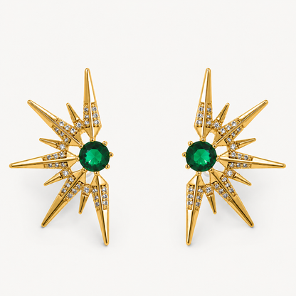 Emerald Starburst Stud Earrings