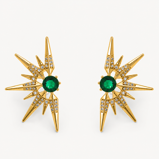 Emerald Starburst Stud Earrings