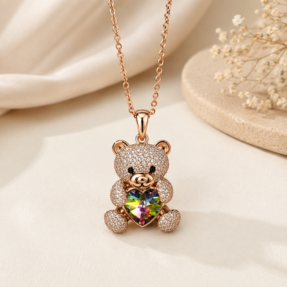 Rainbow Heart Teddy Pendant