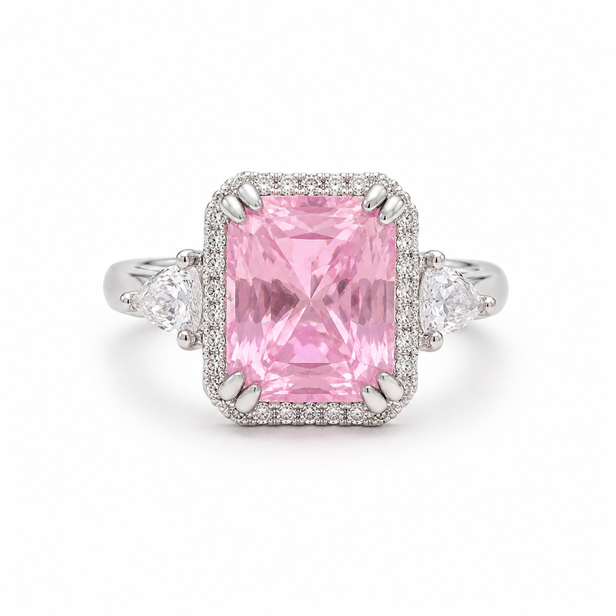 Luxury Pink Cushion-Cut Halo Ring