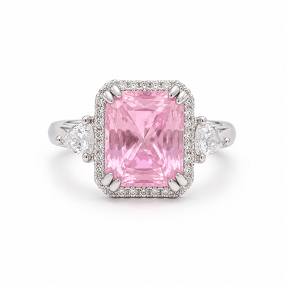Luxury Pink Cushion-Cut Halo Ring