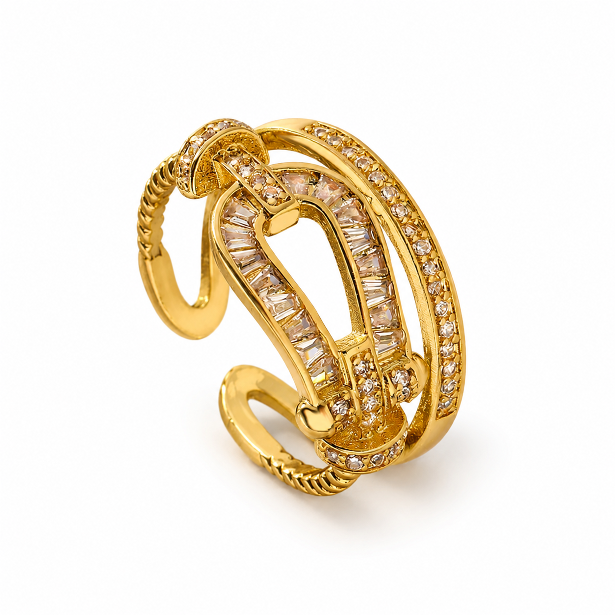 Gold-Tone Crystal Open Ring