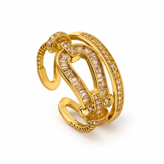 Gold-Tone Crystal Open Ring