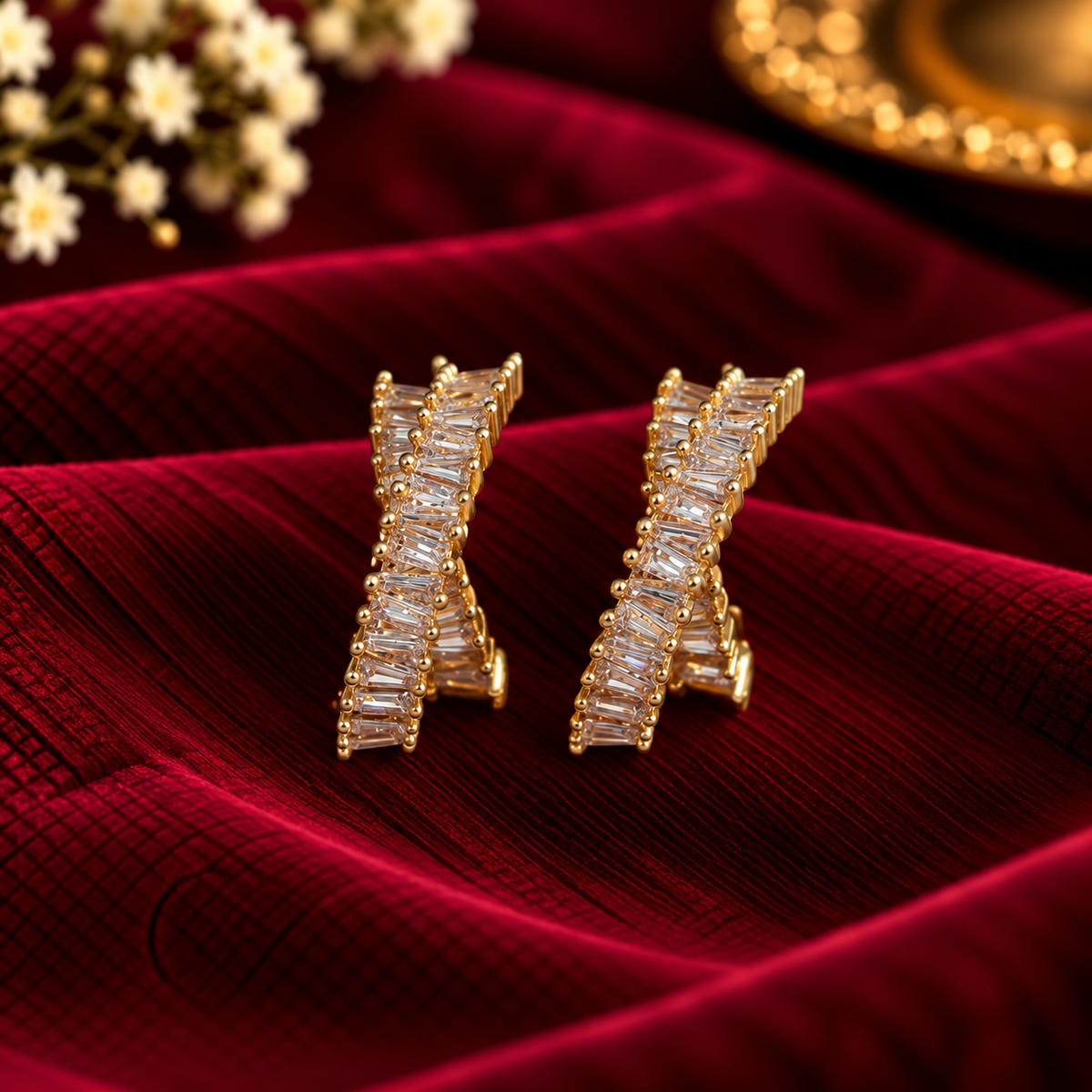 Luxe Crossover Hoops Earrings