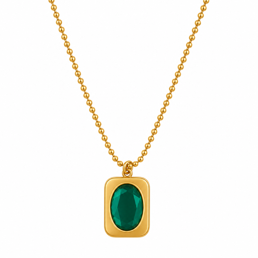 Emerald Cushion Pendant Necklace