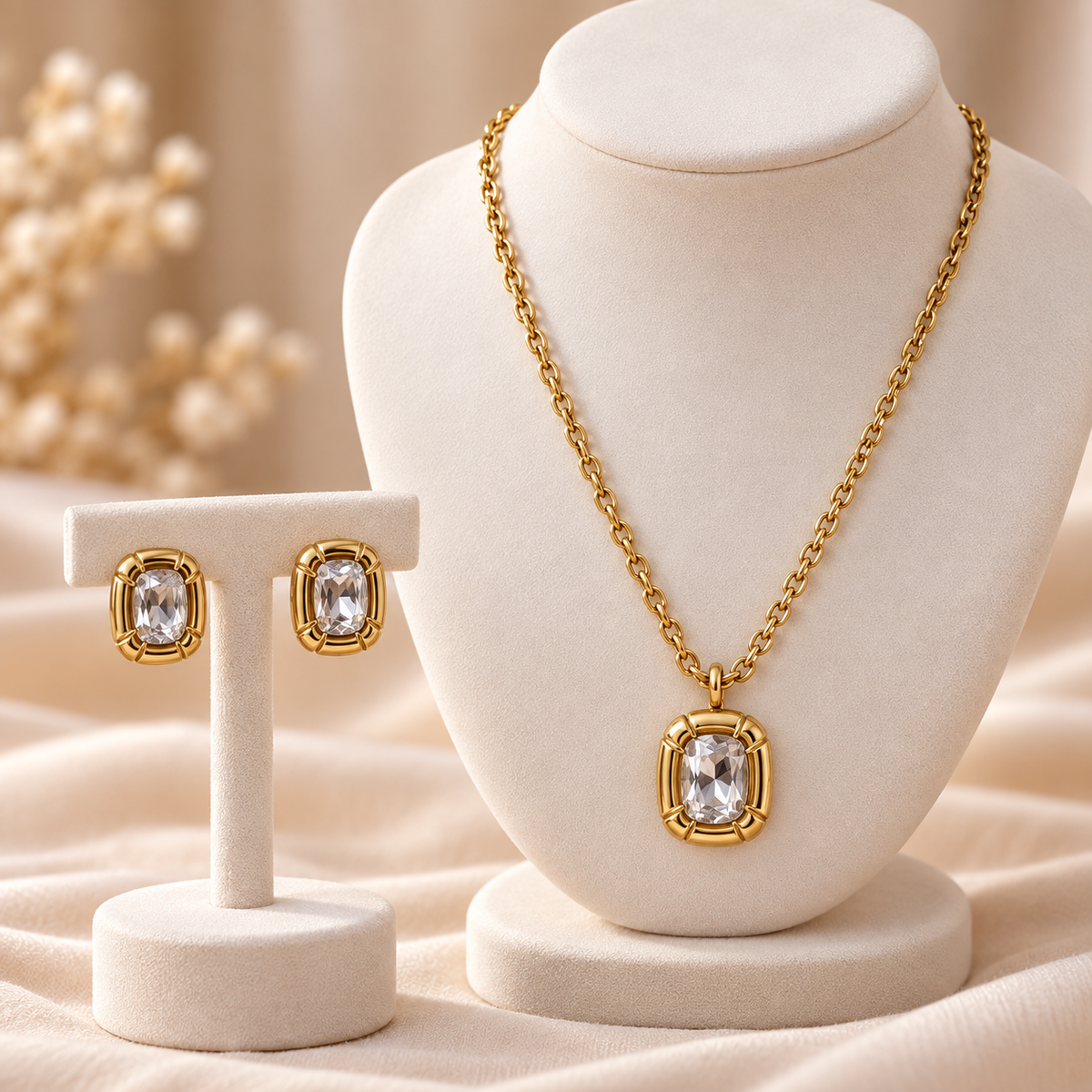Aurelia Crystal Necklace Earrings Set