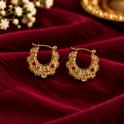Royal Bloom Multicolor Hoop Earrings