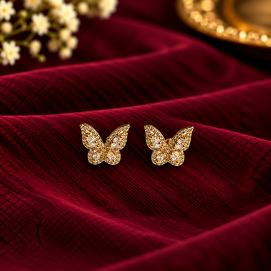 Elara Butterfly Zircon Stud Earrings