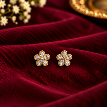 Floral Crystal Stud Earrings