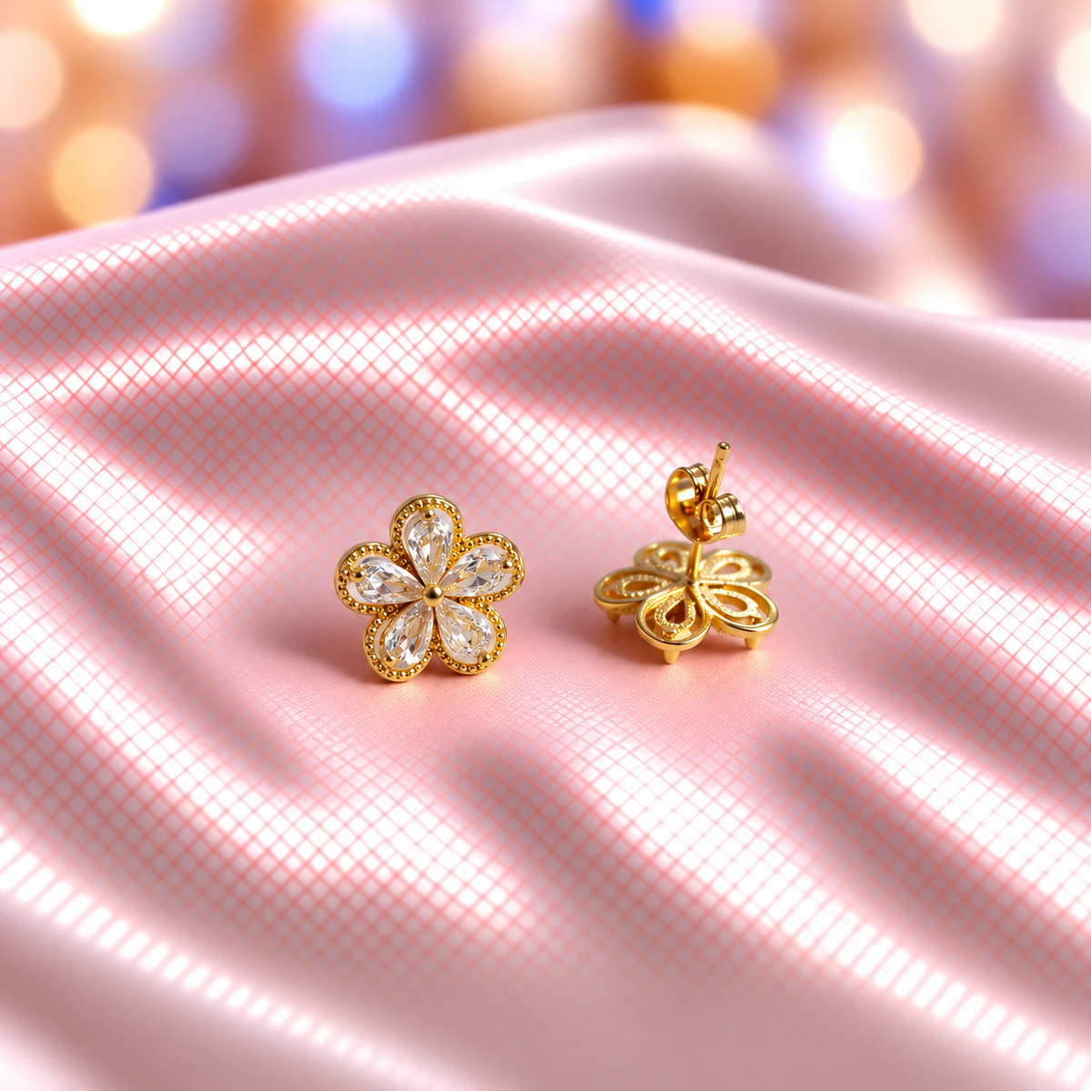 Floral Crystal Stud Earrings