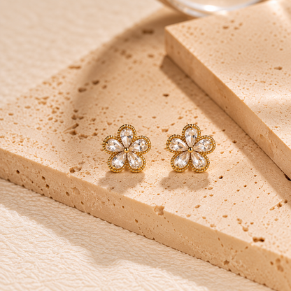 Floral Crystal Stud Earrings