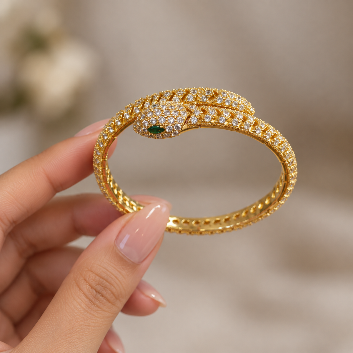 Emerald Luxe Snake Cuff