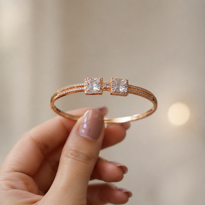 Double Square Bangle Bracelet