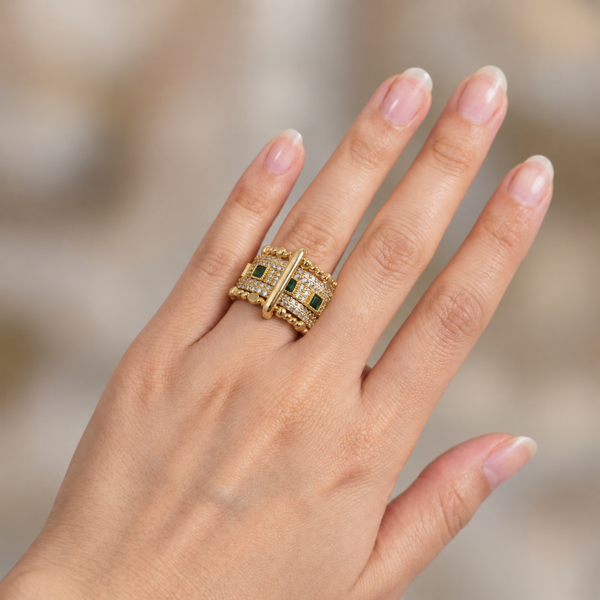 Emerald Fivefold Ring