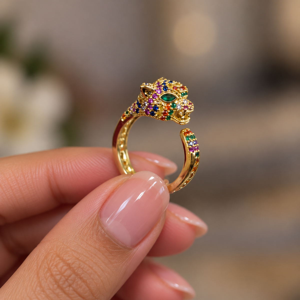 Rainbow Panther Ring