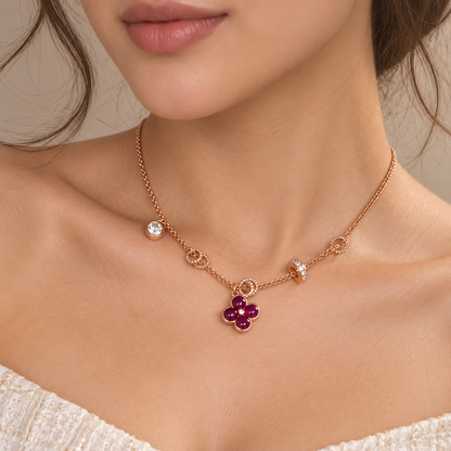 Ruby Bloom Zircon Necklace
