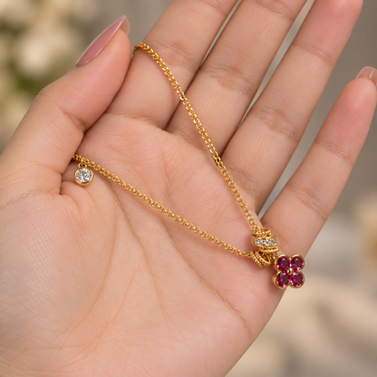 Ruby Bloom Zircon Necklace