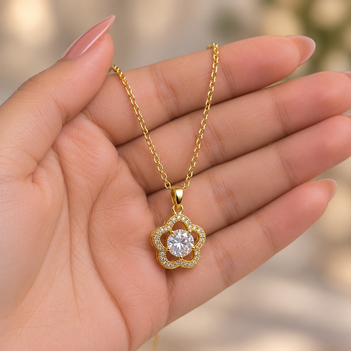 Celestial Bloom Zircon Necklace