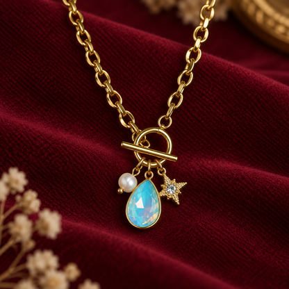 Celestial Aqua Charm Necklace