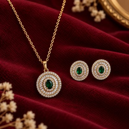 Emerald Royale Halo Jewellery Set