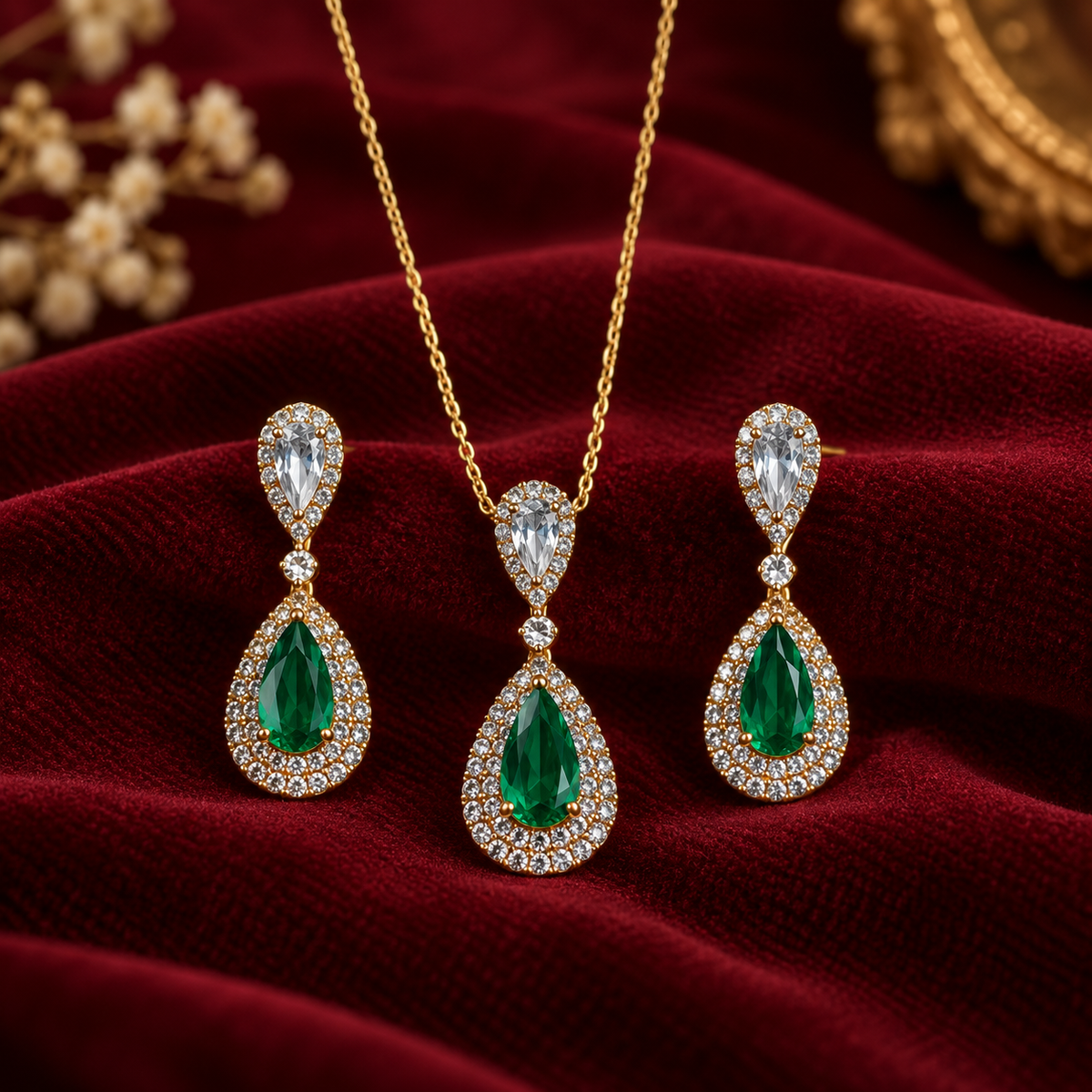 Emerald Elegance Jewellery Set