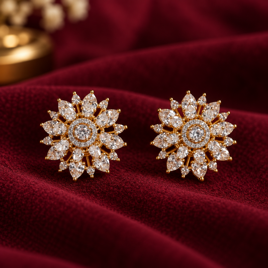 Golden Bloom Zircon Earrings