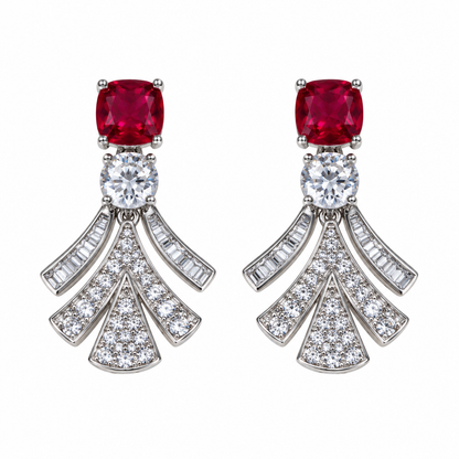 Imperial Ruby Deco Earrings