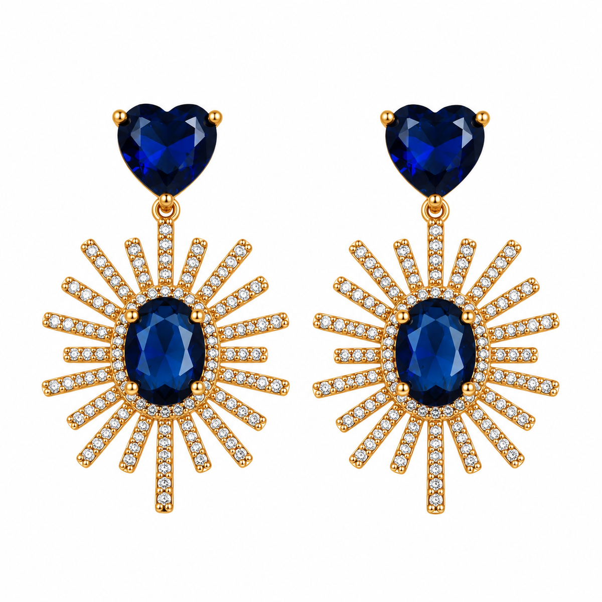Midnight Sapphire Sunburst Earrings