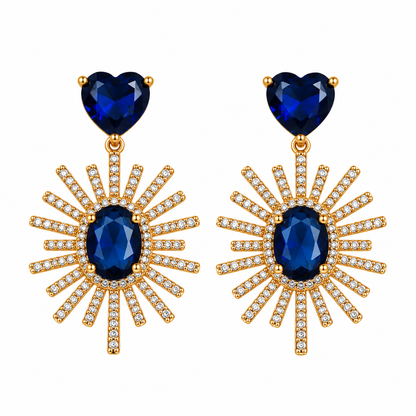 Midnight Sapphire Sunburst Earrings